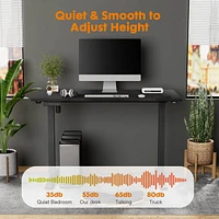 Electric Height Adjustable Standing Desk, Sit To Stand Ergonomic Computer Desk, Black, 55" X 24"