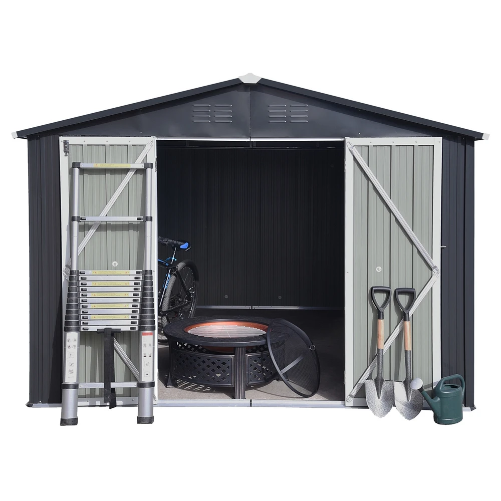 Streamdale Furniture Metal Garden Sheds 10FTx8FT Outdoor Storage Sheds Darkgrey