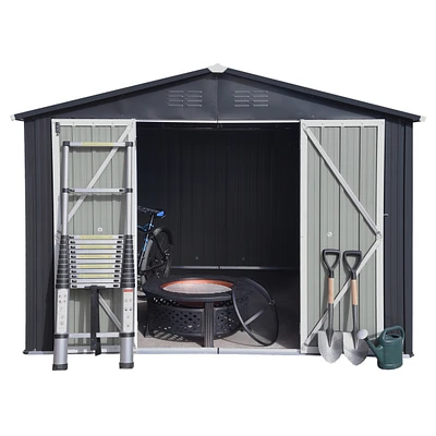 Streamdale Furniture Metal Garden Sheds 10FTx8FT Outdoor Storage Sheds Darkgrey