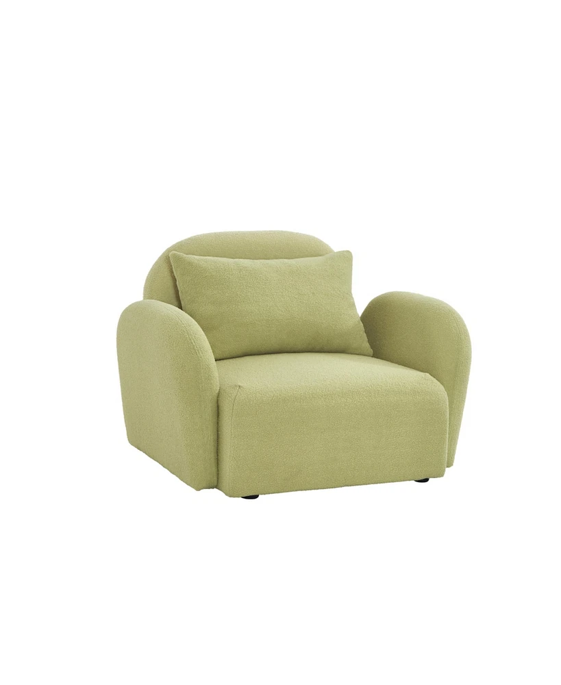 Simplie Fun Lazy Sofa Chair Teddy Fabric Light Green