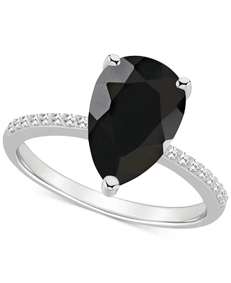 Onyx & Diamond (1/10 ct. t.w.) Pear Statement Ring Sterling Silver