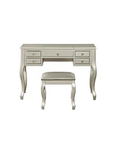 Streamdale Furniture Silver Vanity Set with Unique Legs and Cushion Seat