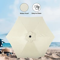 7.5' Patio Umbrella with Tilt/Crank, 6 Ribs for Outdoor Use