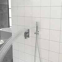 Dual Shower Head - 12 Inch Wall Mounted Square Shower System With Rough-In Valve, Chrome