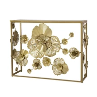 Gold Console Table with Mirrored Glass Top, Modern Entryway Table