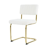 Set of 4 White Dining Chairs with Gold Metal Legs