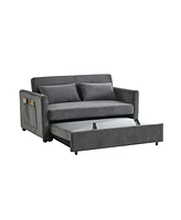 Streamdale Furniture 3-in-1 Convertible Velvet Sofa Bed with Adjustable Backrest