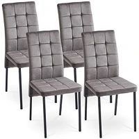 Streamdale Furniture 5-Piece Dining Set Including Grey Velvet High Back Nordic Dining Chair & Creative Design Mdf Dining Table