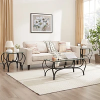 3-Piece Tempered Glass Coffee Table Set