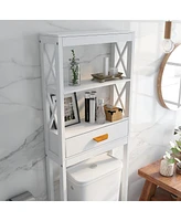 Streamdale Furniture Over-The-Toilet Storage Cabinet With One Drawer And 2 Shelves Space Saver Bathroom Rack