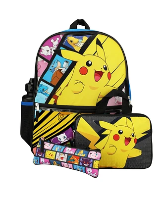 Pokemon Pikachu Anime Cartoon 4-Piece Backpack Accessories Set for boys