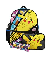 Pokemon Pikachu Anime Cartoon 4-Piece Backpack Accessories Set for boys