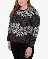 Alfred Dunner Plus Classic Geometric Ombre Scroll Top