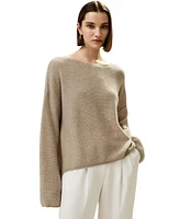 Lilysilk Women's Relaxed Fit Drop-Shoulder Silk Cashmere Blend Sweatshirt for Women