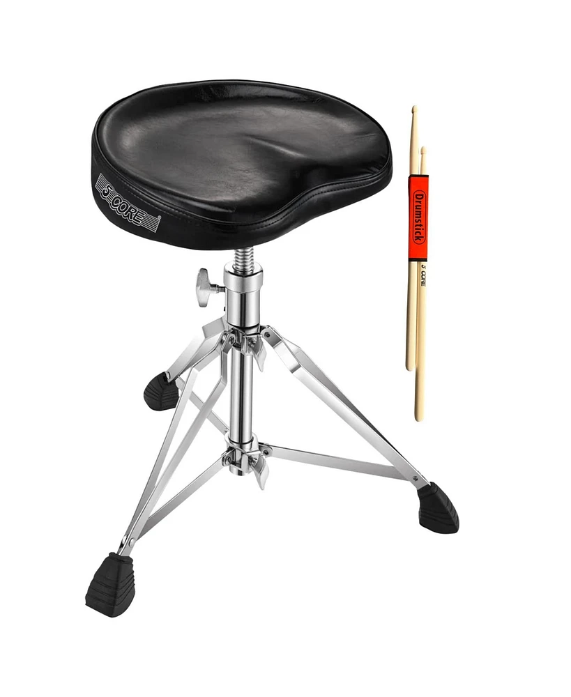 5 Core Drum Throne Height Adjustable Heavy Duty Guitar Stool Thick Padded Comfortable Drummer Chair Ds Ch Blk Sdl Hd