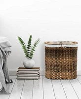 Seville Classics Handwoven Oval Double Laundry Hamper