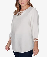 Ruby Rd. Plus Macrame Voile Woven Tunic Top