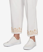 Ruby Rd. Plus Denim Embroidered Ankle Pants