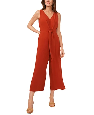 Vince Camuto Women's Sleeveless V-Neck Tie-Waist Jumpsuit