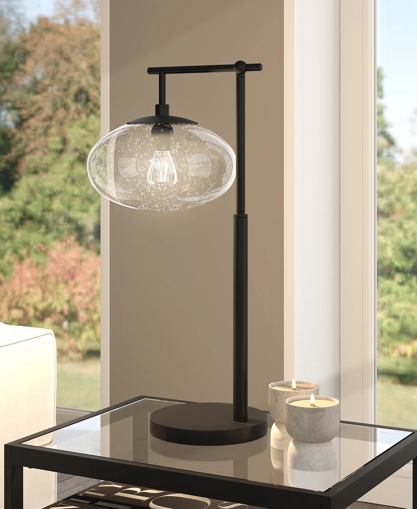 Hudson & Canal Blume 25" Tall Arc Table Lamp with Glass Shade