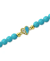 Giani Bernini Howlite Chryscolla Bead & Cubic Zirconia Heart Stretch Bracelet, Created for Macy's