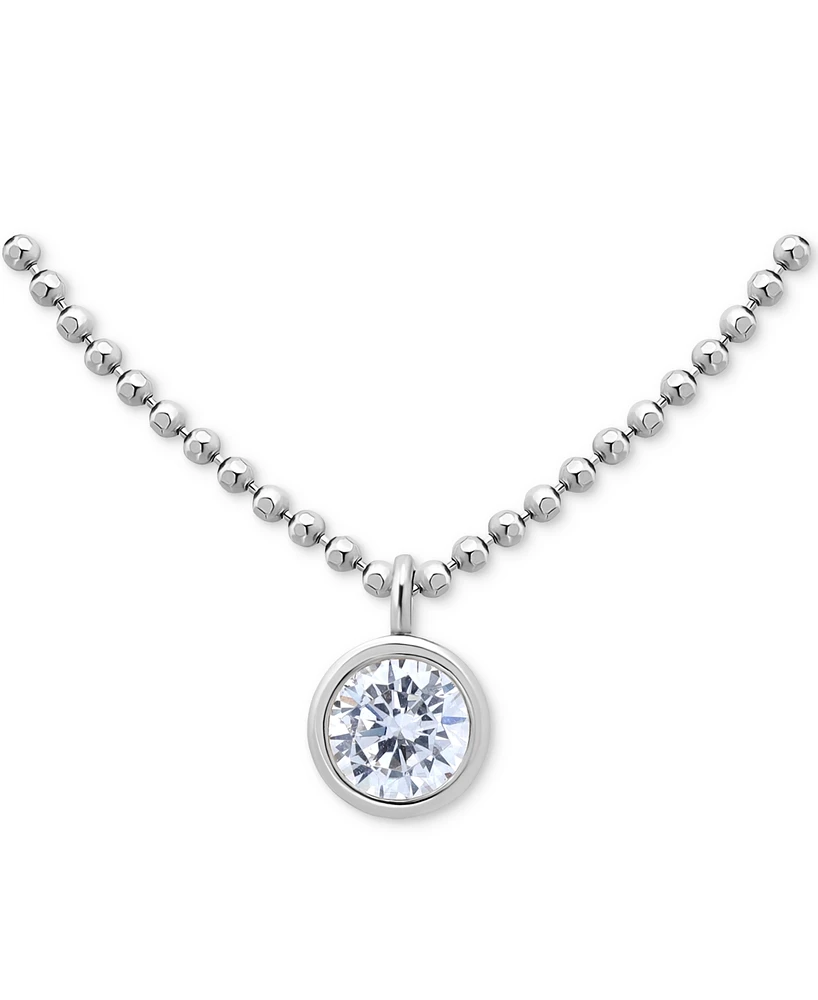 Giani Bernini Cubic Zirconia Bezel Solitaire Pendant Necklace 18k Gold-Plated Sterling Silver, 16" + 2" extender, Created for Macy's