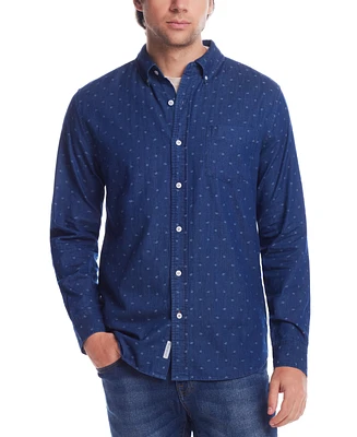 Weatherproof Vintage Men's Long Sleeve Button-Down Floral Print Dobby Shirt