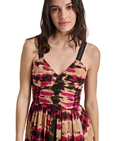 Dkny Women's Cotton Printed Tiered Maxi Dress