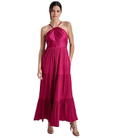 Dkny Women's Sleeveless Tiered Pleated Halter-Neck Dress