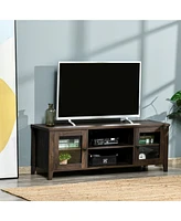 Homcom 60" Tv Console Stand Entertainment Center w/Shelves Cabinets & Cable Hole Coffee