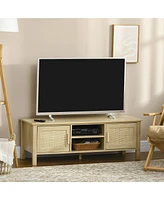 Homcom Boho Tv Stand, Holds 60" TVs, Entertainment Center, Natural