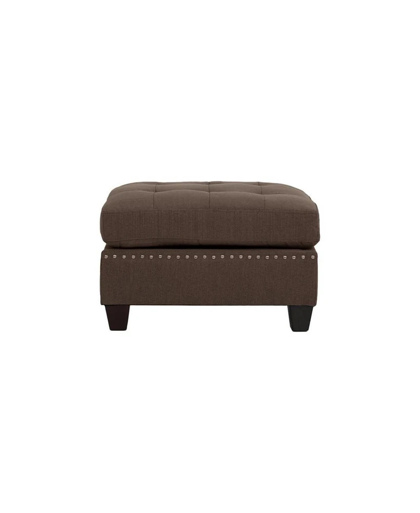 Simplie Fun Black Tufted Ottoman with Nailhead Trim