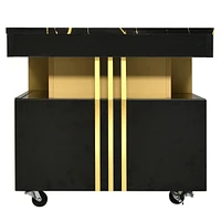 Modern Marble Top Coffee Table With Caster Wheels