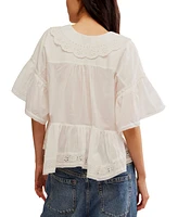 Free People Women's Elle Eyelet-Trim Blouse