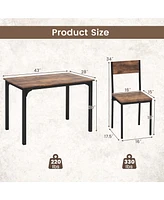 Costway 5 Piece Dining Table Set Industrial Style Kitchen Table & Chairs for 4