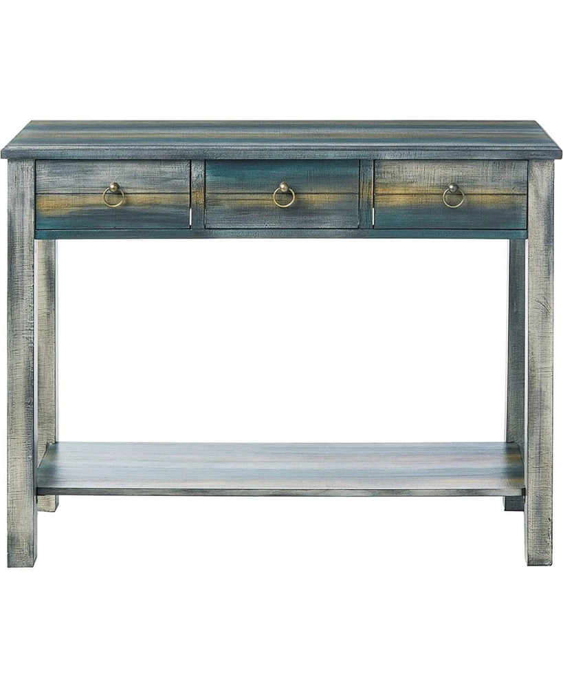 Simplie Fun Glancio Console Table In Antique White & Teal