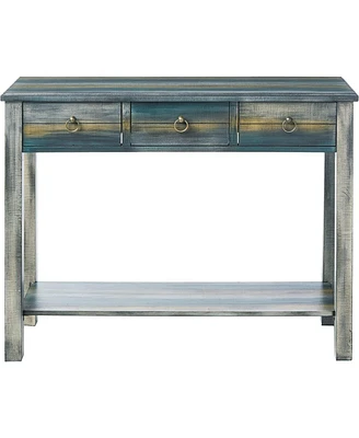 Simplie Fun Glancio Console Table In Antique White & Teal