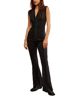 Free People Women's Crvy Ring The Alarm Denim Jumpsuit