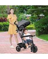Costway Toddler 4-in-1 Multifunctional Tricycle Trike with Removable Canopy & Push Handle