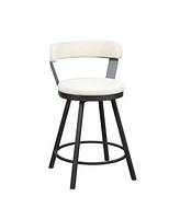 Simplie Fun Metal Base 24" Counter Height Chairs Set - White Seat, Swivel Dining Furniture