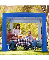 Costway Upf 50+ Beach Tent 6.6ft x 6.6ft Beach Cabana with Folding Table, 5 Sandbags
