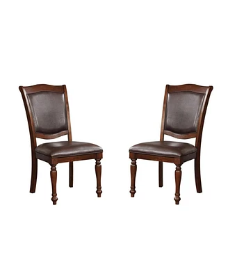 Simplie Fun Set of 2 Traditional Brown Cherry Dining Chairs