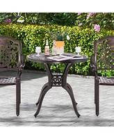 31.5" Cast Aluminum Table Patio Round Dining Table with 2" Umbrella Hole