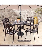 31.5" Cast Aluminum Table Patio Round Dining Table with 2" Umbrella Hole