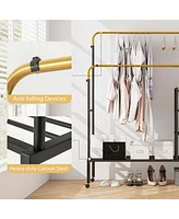 Costway Rolling Clothes Drying Rack Double Rods Garment with Height Adjustables