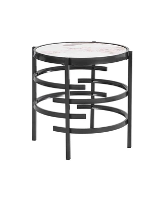 Simplie Fun Elegant Dark Gray Sintered Stone End Table- 20.67"W x 20.67"D x 21.65"H