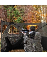 Costway Turkey Hunting Ground Blind 2-Panel Pop Up Fence with 3 Shoot Through Ports