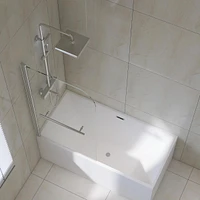 31" X 55" Bathtub Screen Framless Shower Door Tempered Glass Shower Panel