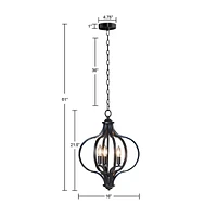 Streamdale Furniture Nava 3-Light Metal Chandelier With Adjustable Cha