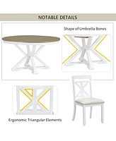 Streamdale Furniture Retro 5-Piece Dining Set with Extendable Table & 4 Chairs